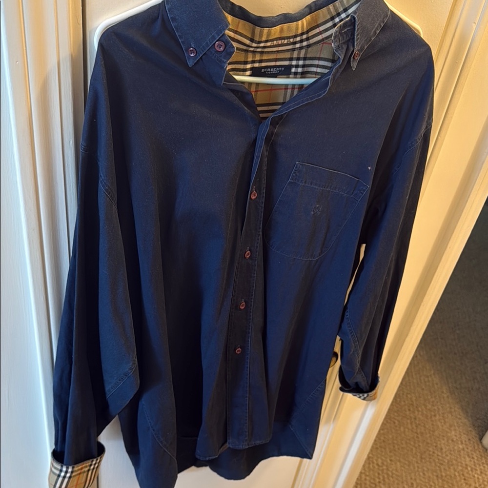 Burberry Blue Casual Button Down Shirt